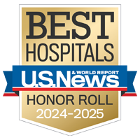 U S  News and World Report badge recognizing UCSF as part of its 2024 to 2025 Honor Roll