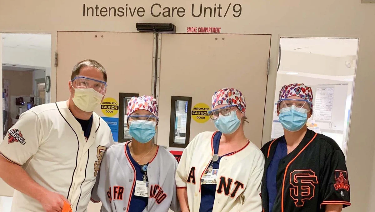 UCSF staff wearing baseball gears