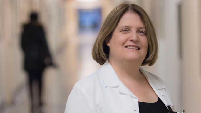 Medical oncologist Hedy Kindler, MD, in hallway