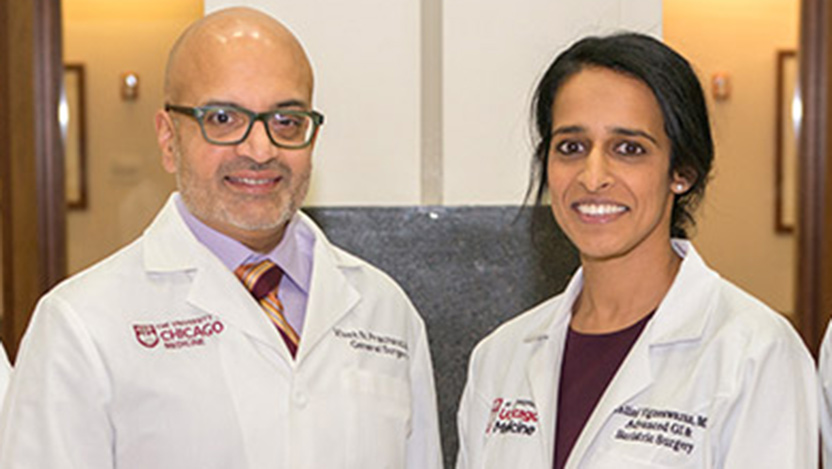 Photo of esophageal surgeons Vivek Prachand, MD and Yalini Vigneswaran, MD, MS