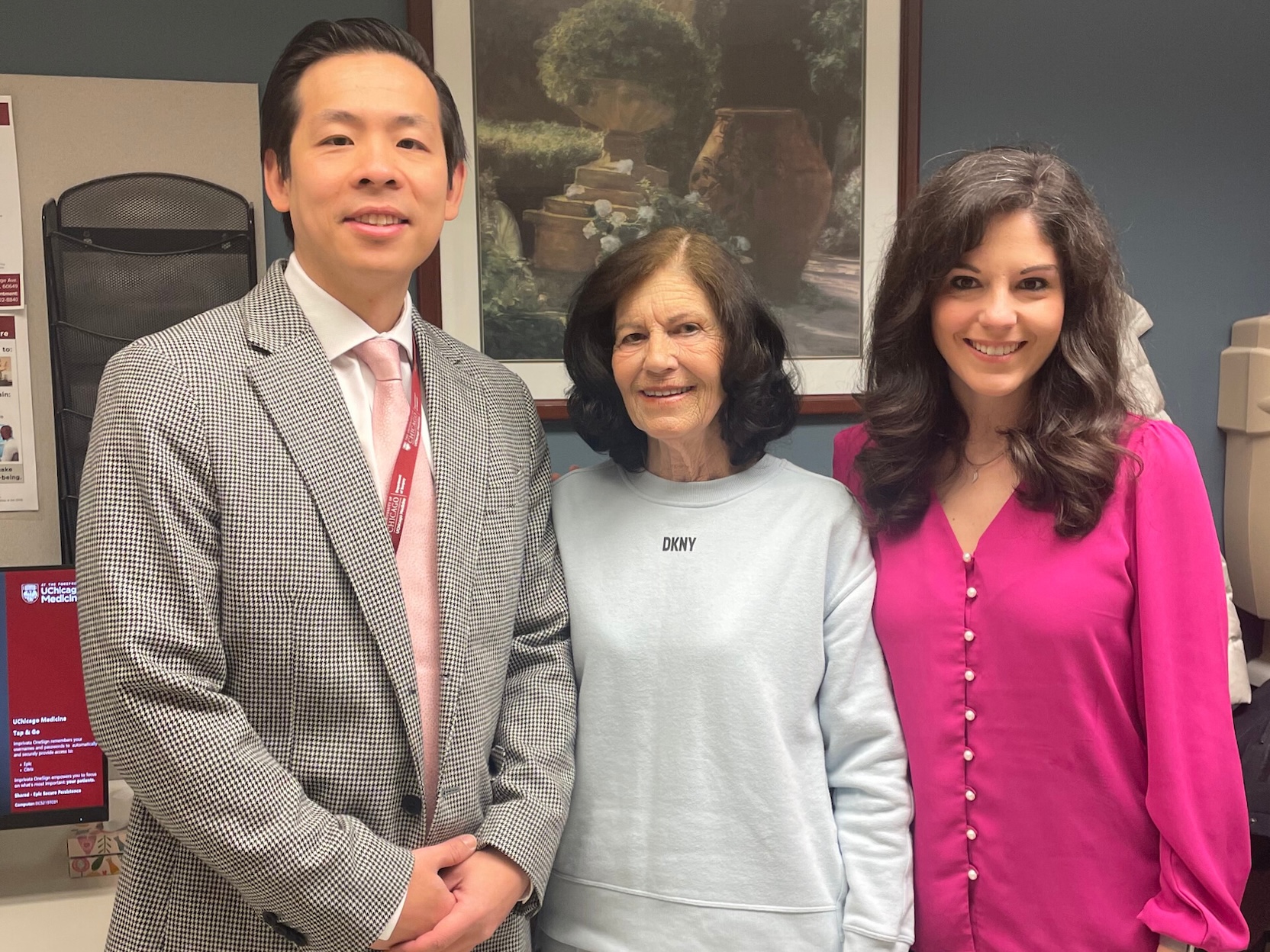 Lung cancer patient Jane Jud with Ernest Chan and her daughter Alexandria