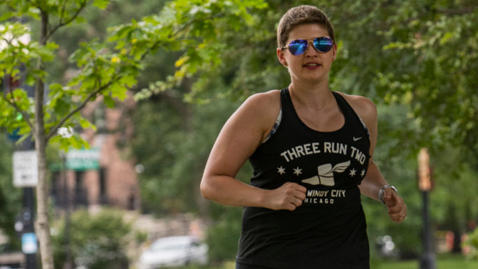Breast cancer survivor Lexi Fiedler running
