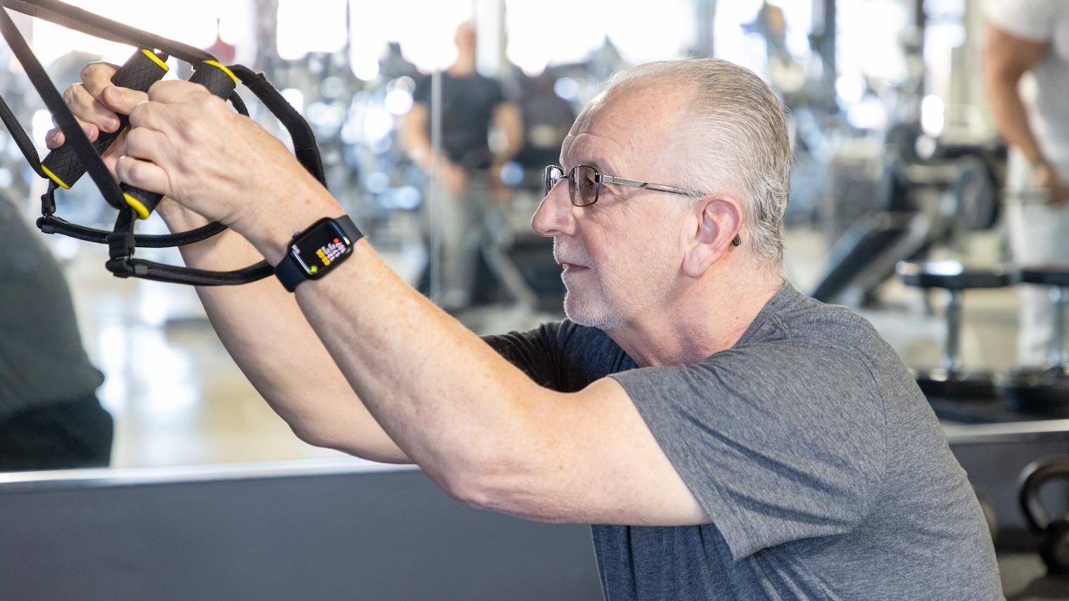 Gerard Berish using gym equipment