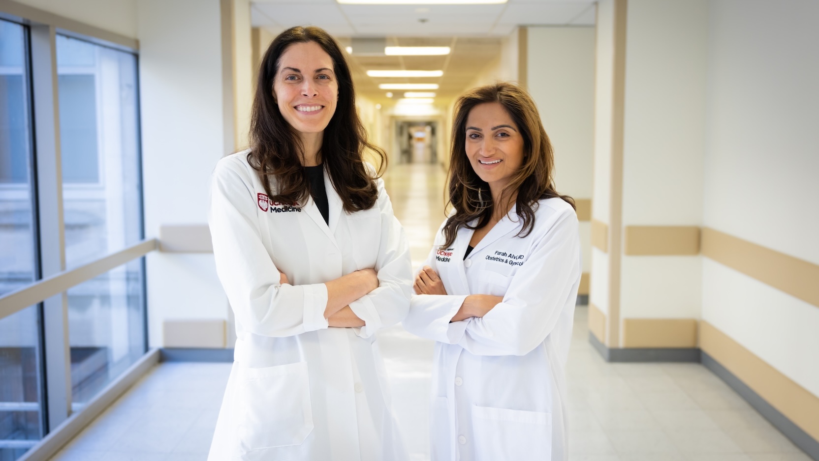 UChicago Medicine gynecologic surgeons Laura A. Douglass, MD, and Farah Alvi, MD.