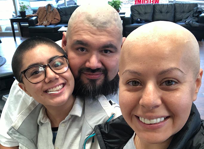 Fabiola's husband and daughter shaved their heads as a show of support during her breast cancer treatment.