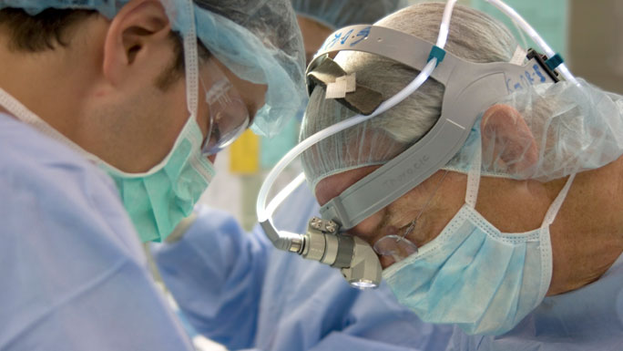 Mark Ferguson, MD, thoracic surgeon, in surgery