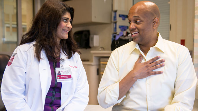 Sonali Smith, MD, and lymphoma patient, Clayton Harris