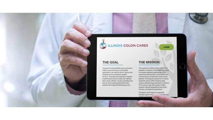 Illinois Colon Cares website on iPad
