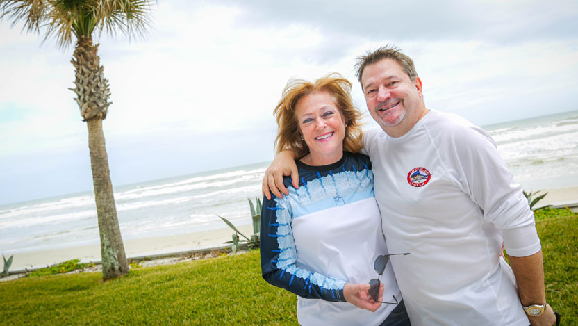 Karen Bluemke, pancreatic cancer patient and Whipple surgery recipient, and her husband, in Florida