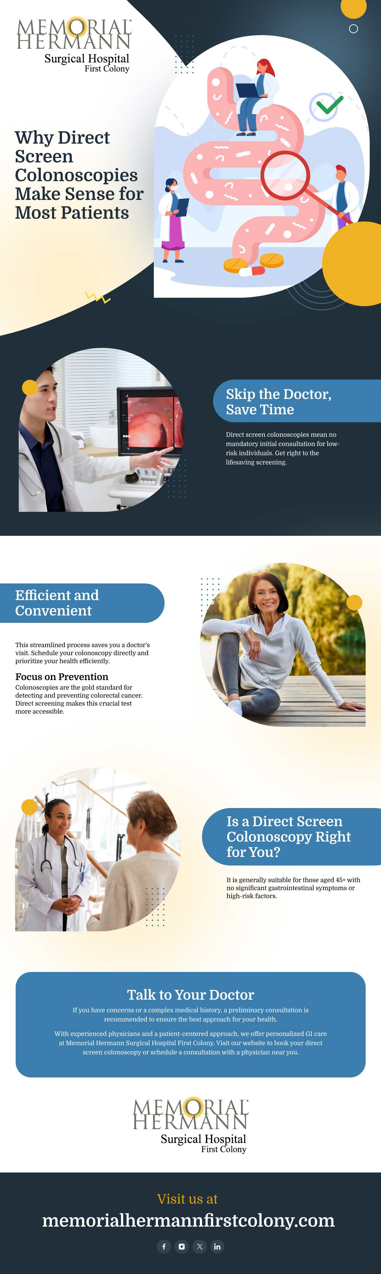 informational infographic on Direct Screen Coloscopies. Call us today to see if it is right for you.