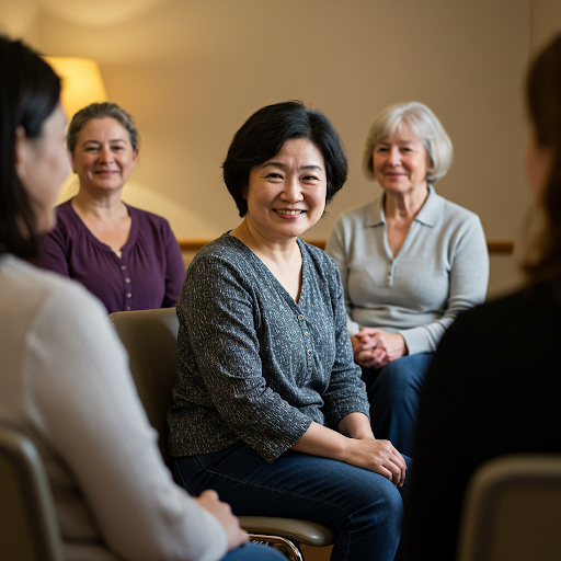 A woman receives emotional support.