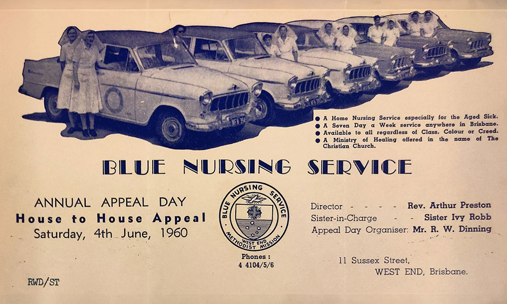 Historical Blue Nursing flyer for Annual fundraising appeal