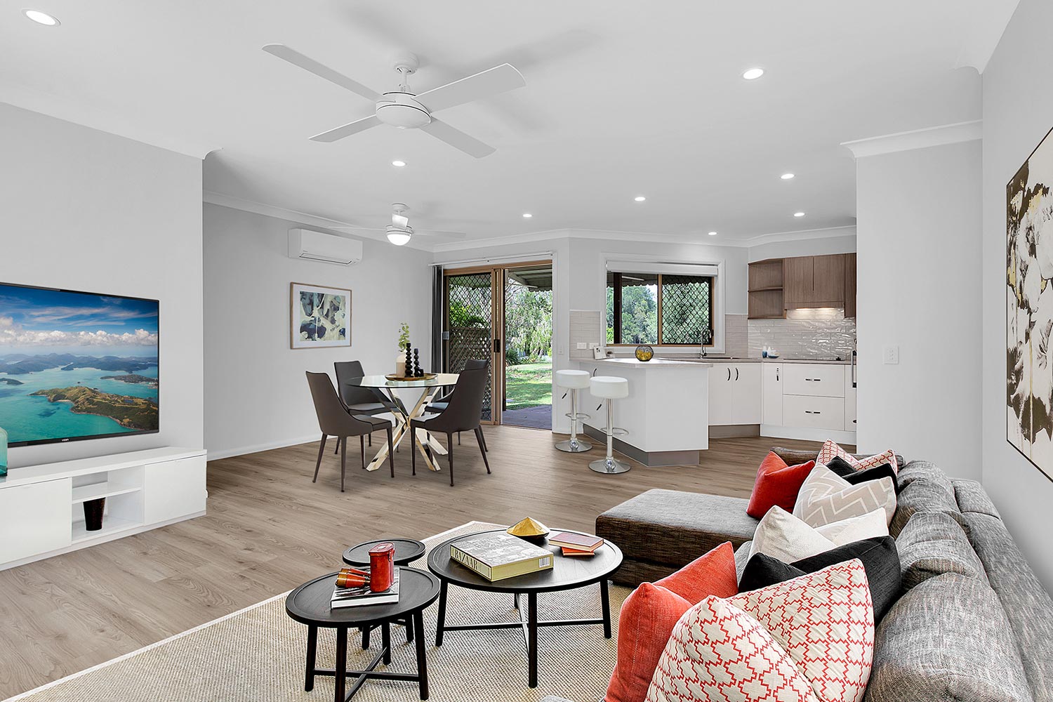 Internal photo of Blue Care Wirunya retirement village living area, with modern fixtures and open plan design