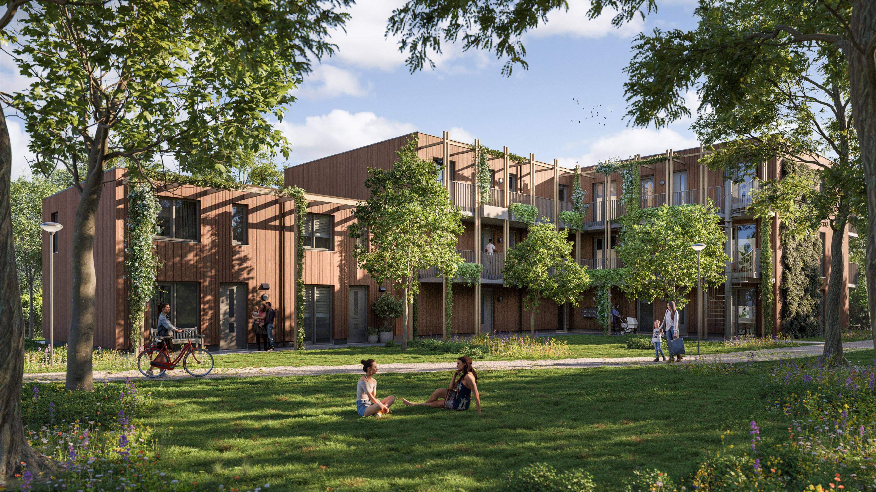 Artist Impression - tuinen - woningen - Eindhoven - Buurtschap te Veld - special hout