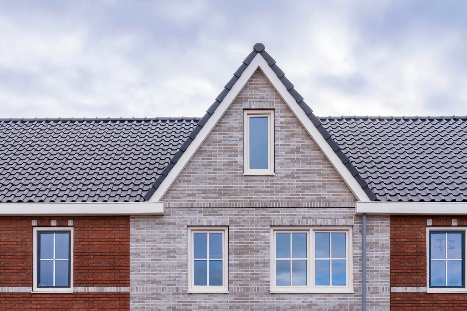 Detailfoto van de woningen in Zevenhuizen - Gevels van de voorkant