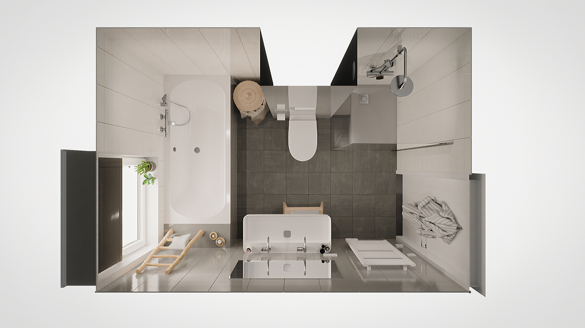 Artist Impression - Badkamer - Bovenaanzicht - 2/3 serie - Luxe