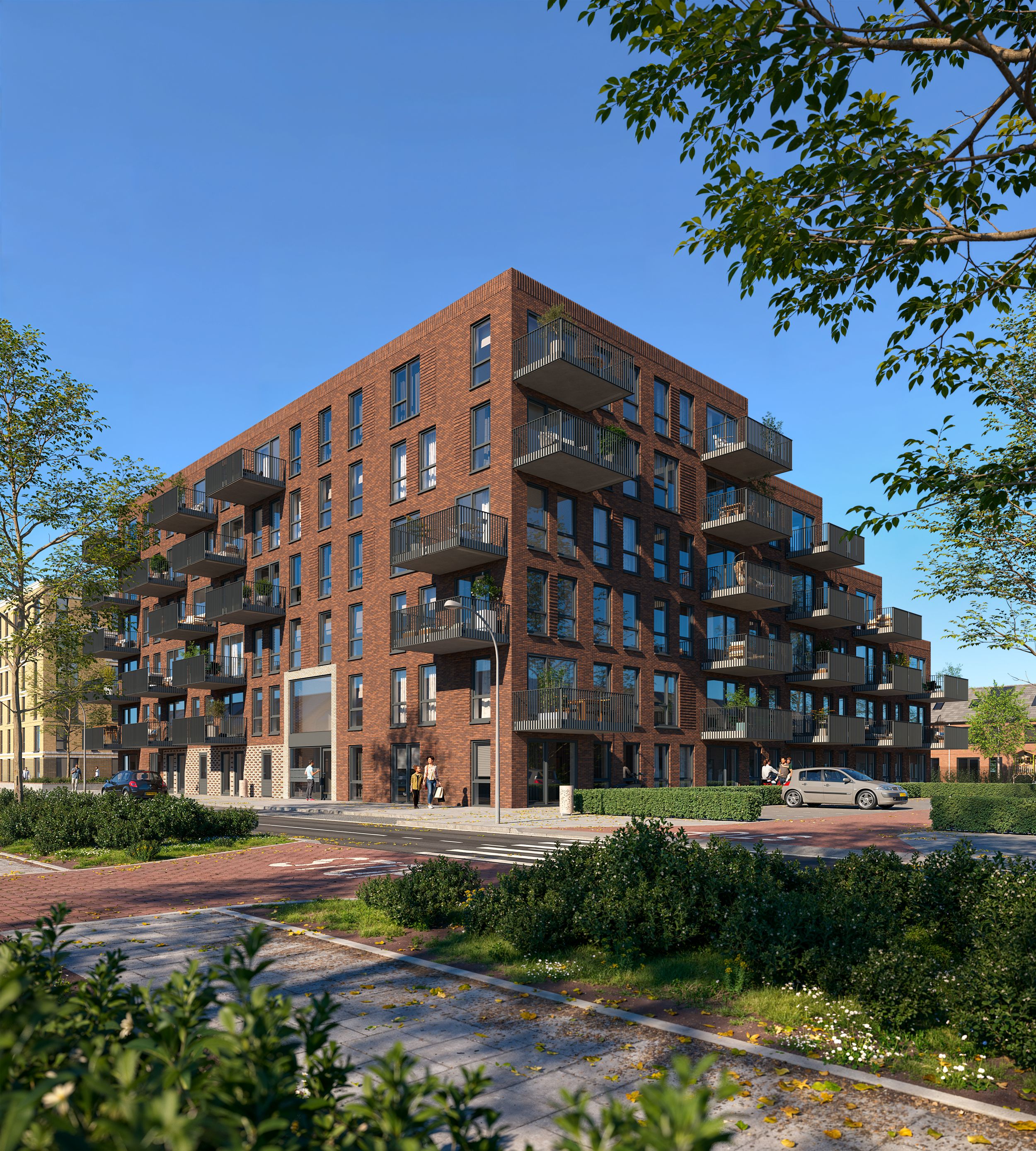 Artist impression - Galerij - zes laags - uitpandig balkon