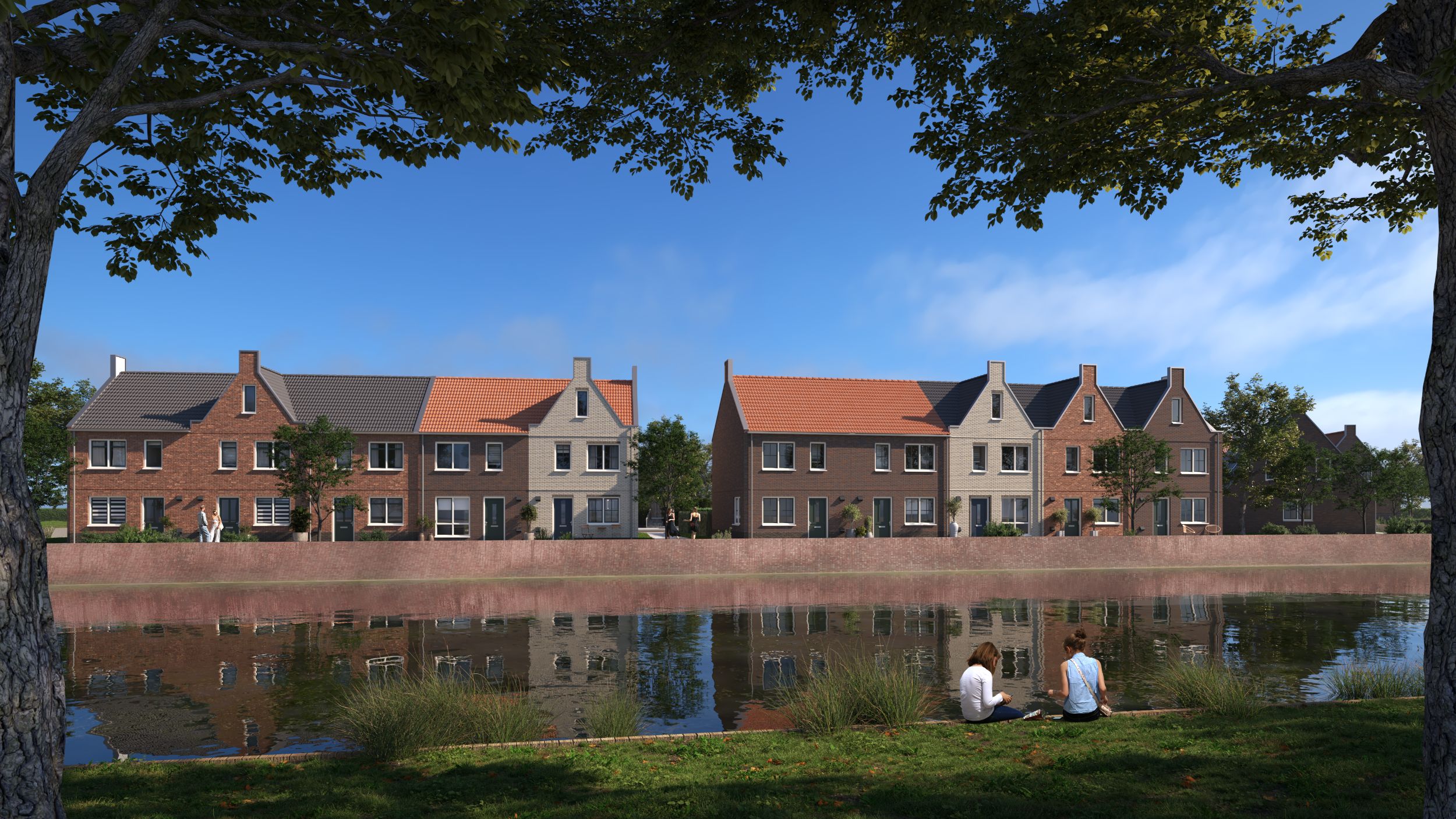 Artist Impression van de tweelaags met kap woningen die wij mogen realiseren in Bad Nieuweschans