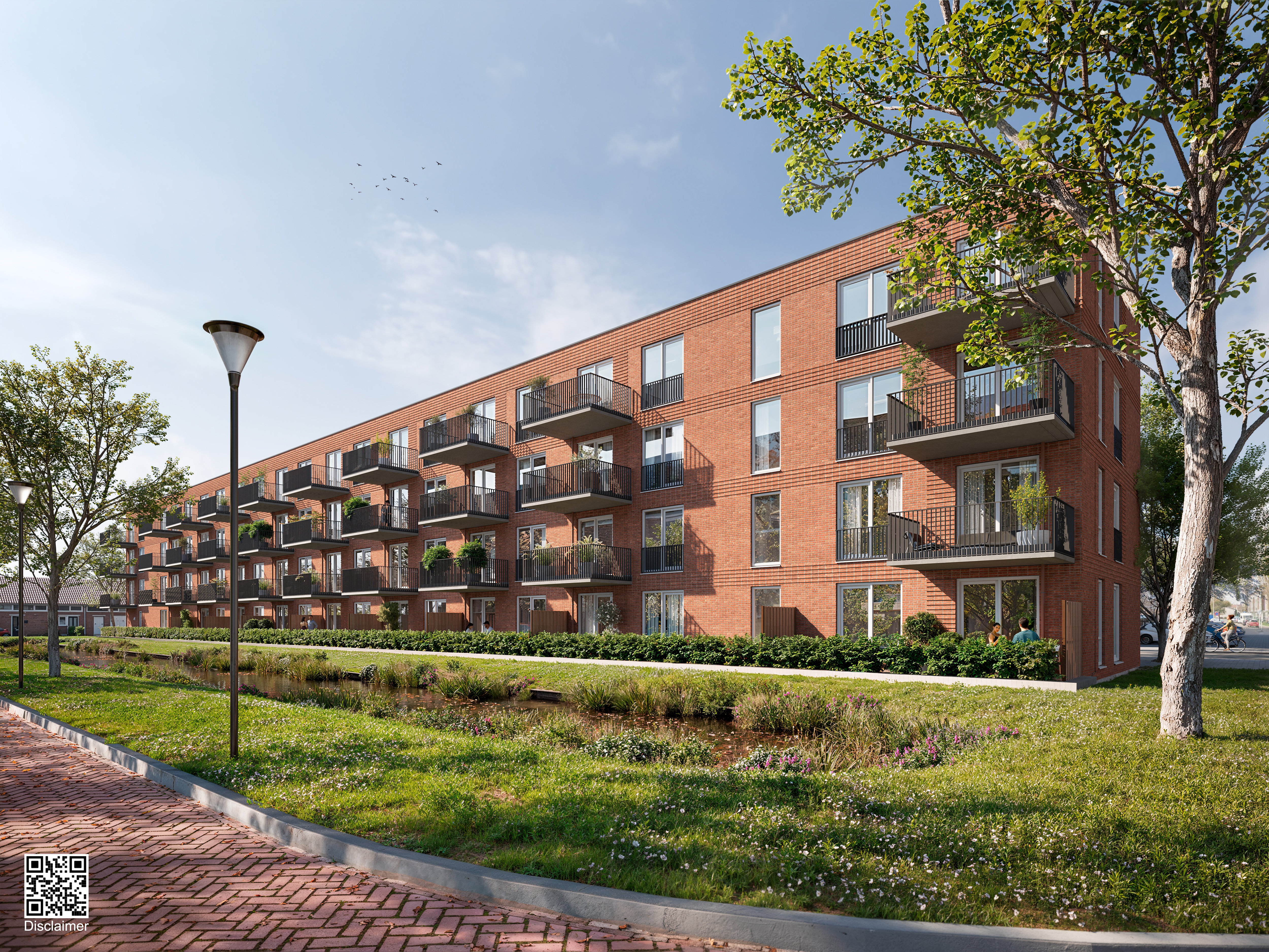 Een impressiebeeld van de 38 galerijwoningen die Fijn Wonen voor Pré Wonen heeft gerealiseerd in Beverwijk.