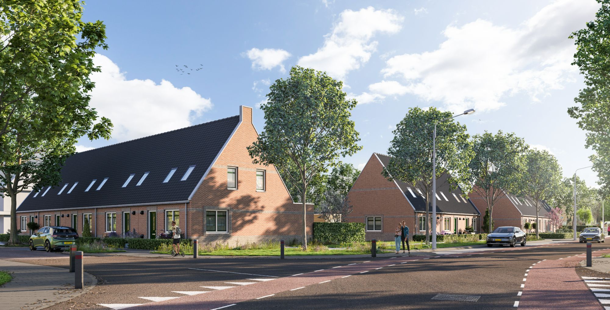 Artist Impression van de eenlaags met kap levensloopbestendige woningen in Borculo