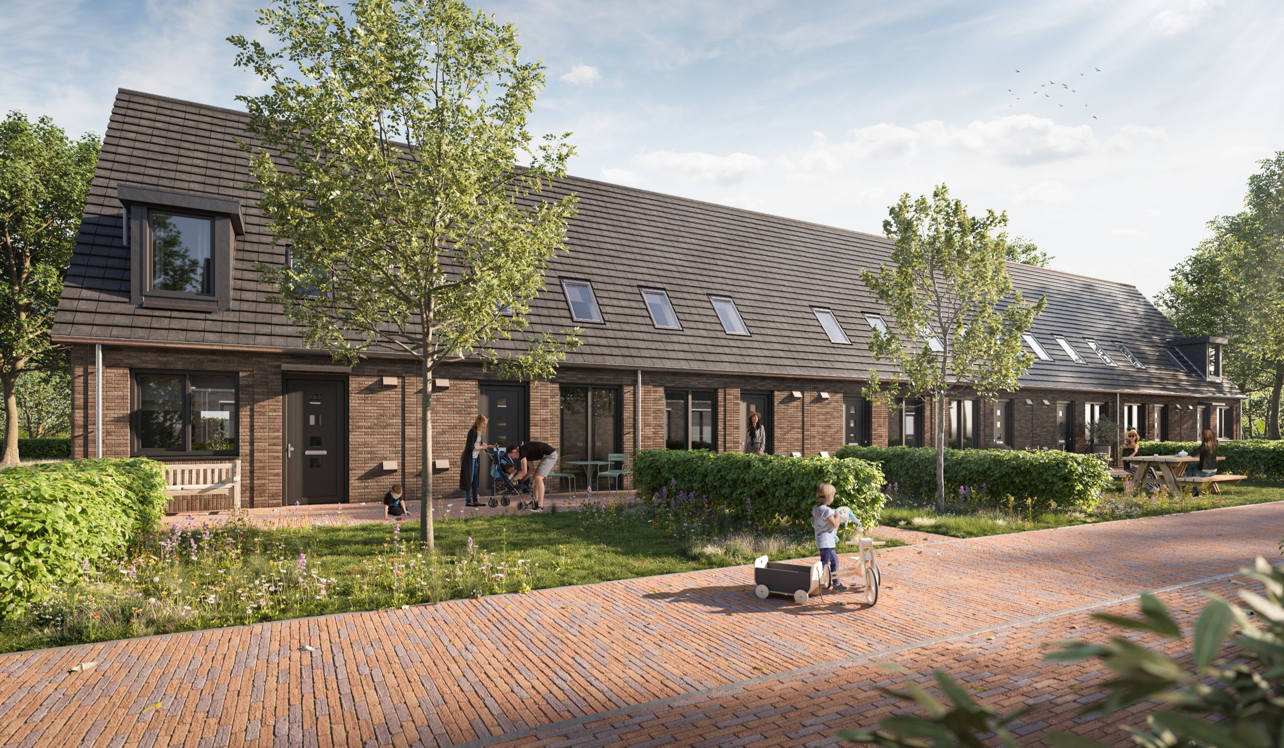 Artist Impression van de eenlaags met kap woningen in Deventer - de wijk Steenbrugge