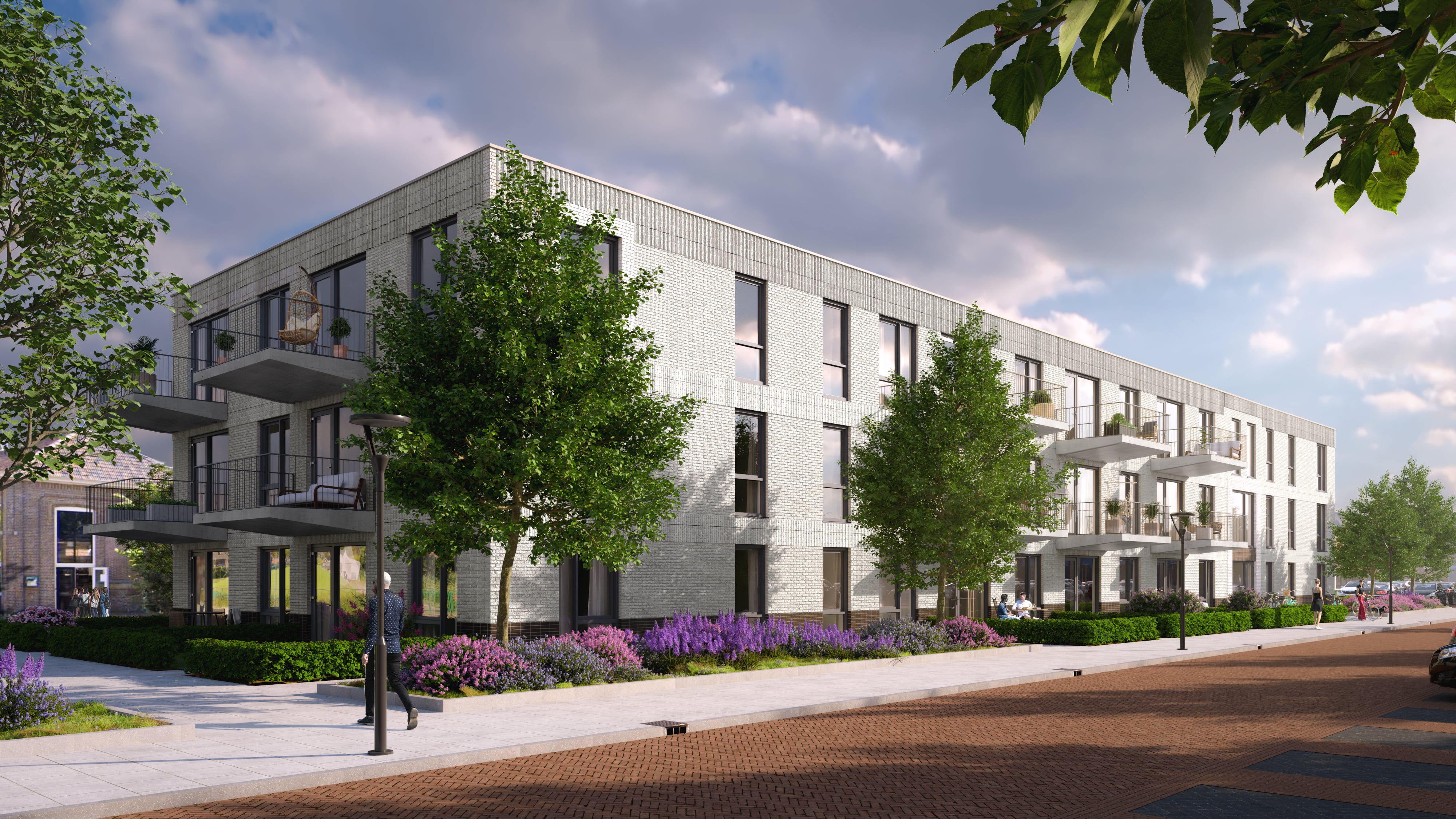 Artist Impression van het Galerij gebouw dat Fijn Wonen in Dronryp gaat realiseren