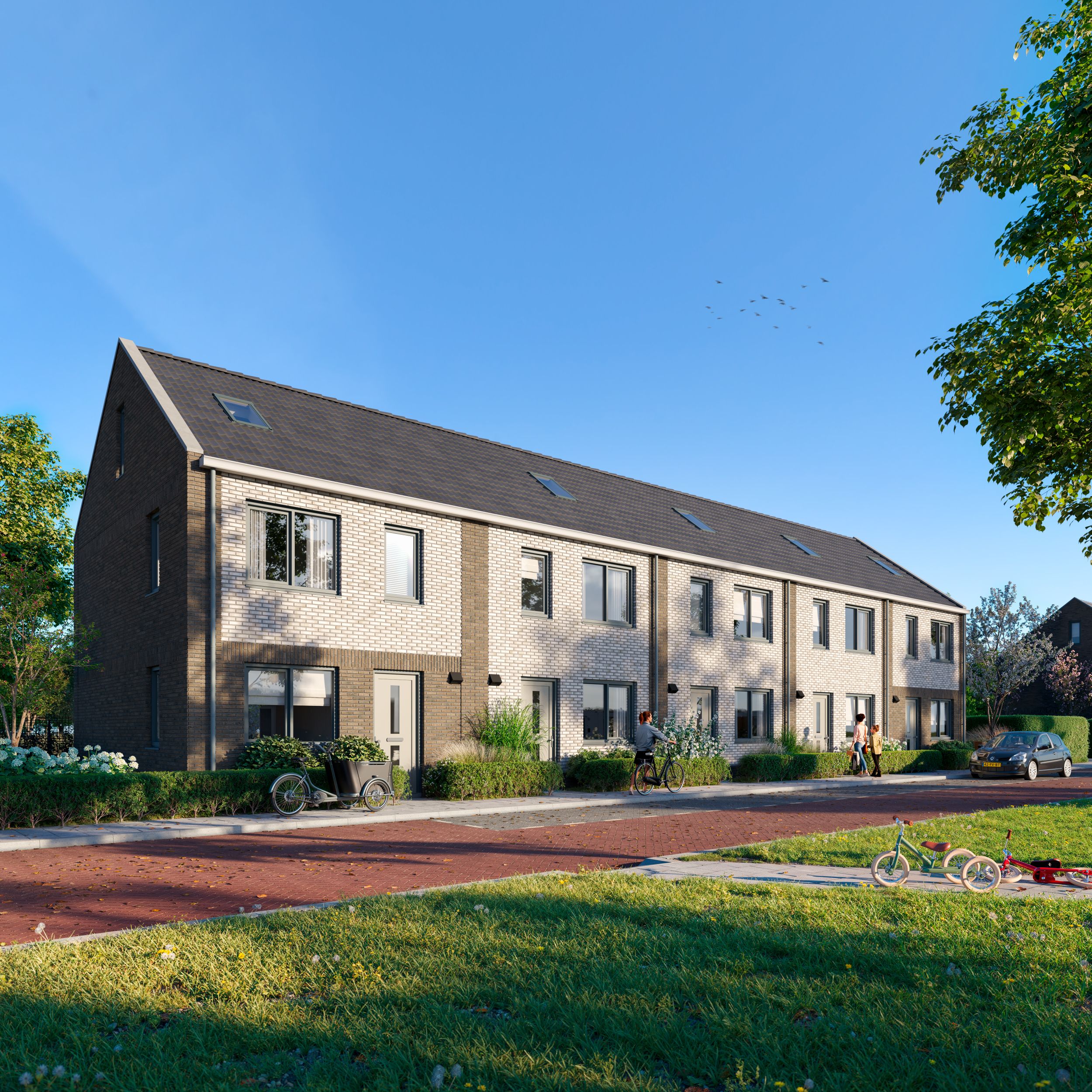 Artist Impression van de tweelaags met kap woningen die wij gaan realiseren aan de Bosweg in het dorp Montfort in Limburg