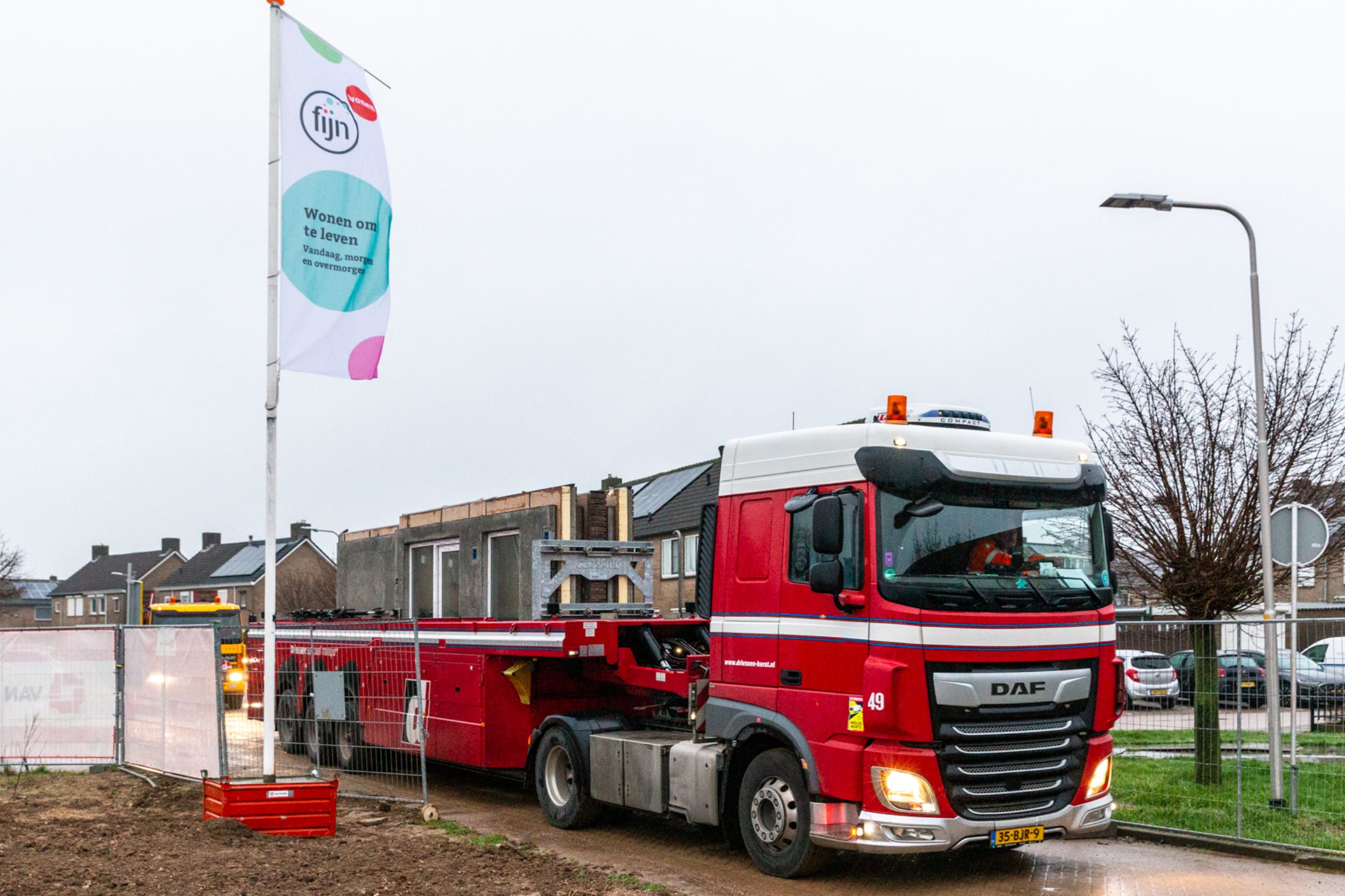 Start bouw Gendt - Staatsliedenbuurt - Vrachtwagen Fijn Wonen