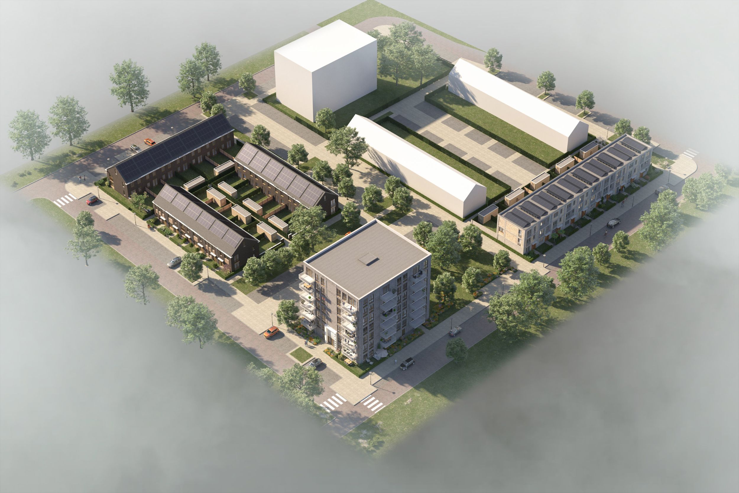 Artist Impression - Droneview - Wijkoverzicht - Zuidelijke Stempel Oost in Gouda