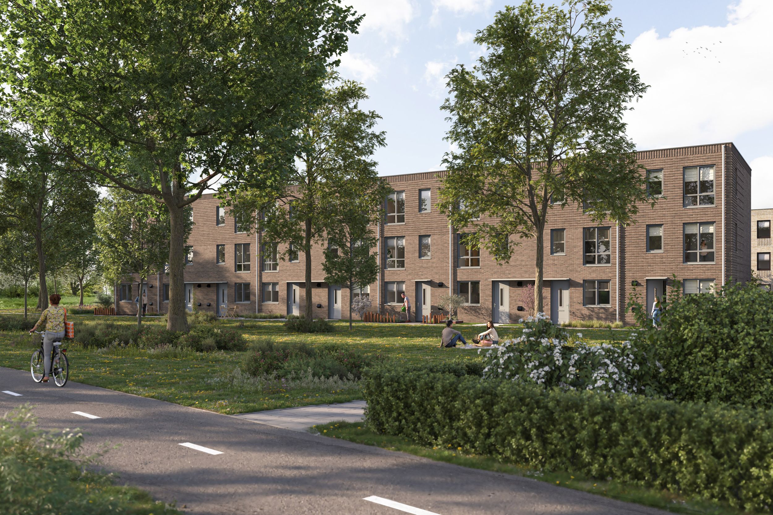 Artist Impression - Mix Camminghaburen - Leeuwarden - Drielaags plat - Voorzijde - Fietspad