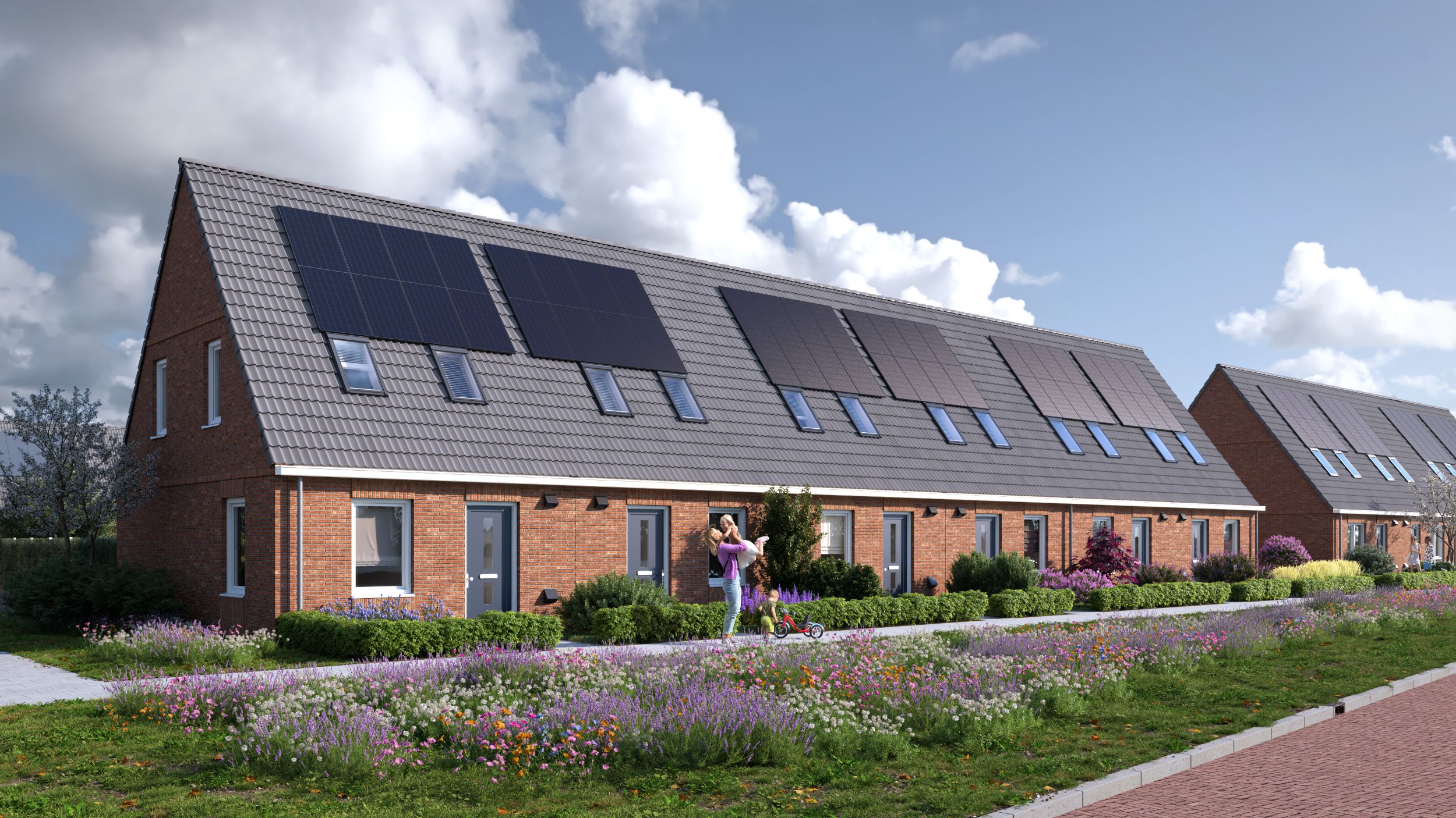 Artist Impression van de eenlaags met kap woningen die we in Nieuwe Pekela gaan realiseren