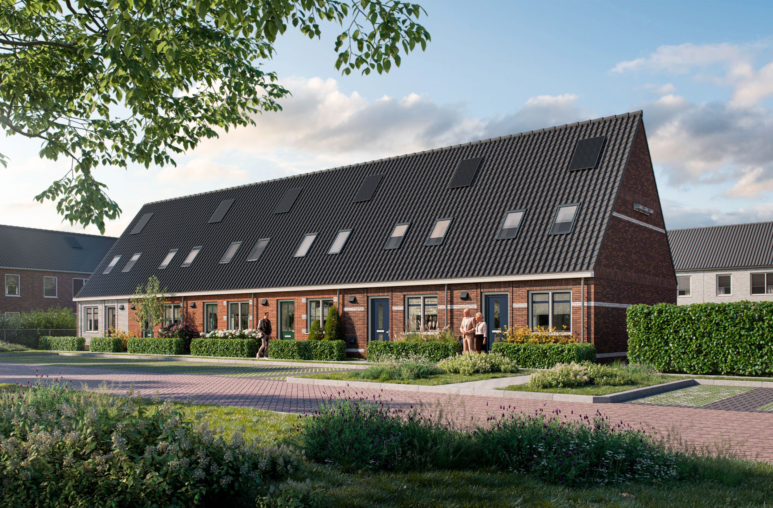 Artist Impression van de eenlaags met kap woningen die we realiseren in Oudenbosch