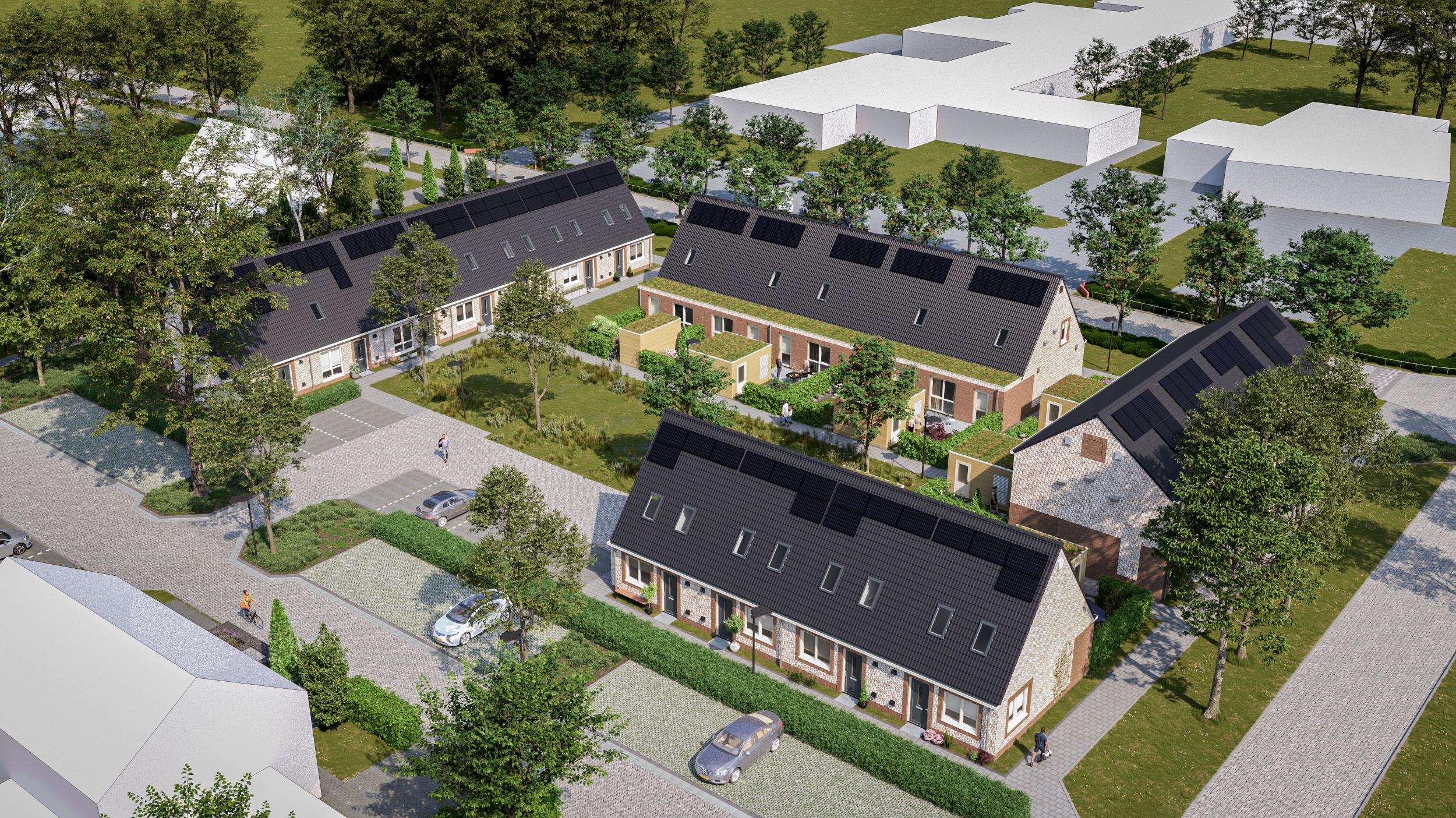 Artist Impression - Raalte - Drone view - Eenlaags met kap - Eenlaags met kap levensloopbestendig - Tweelaags met kap levensloopbestendig