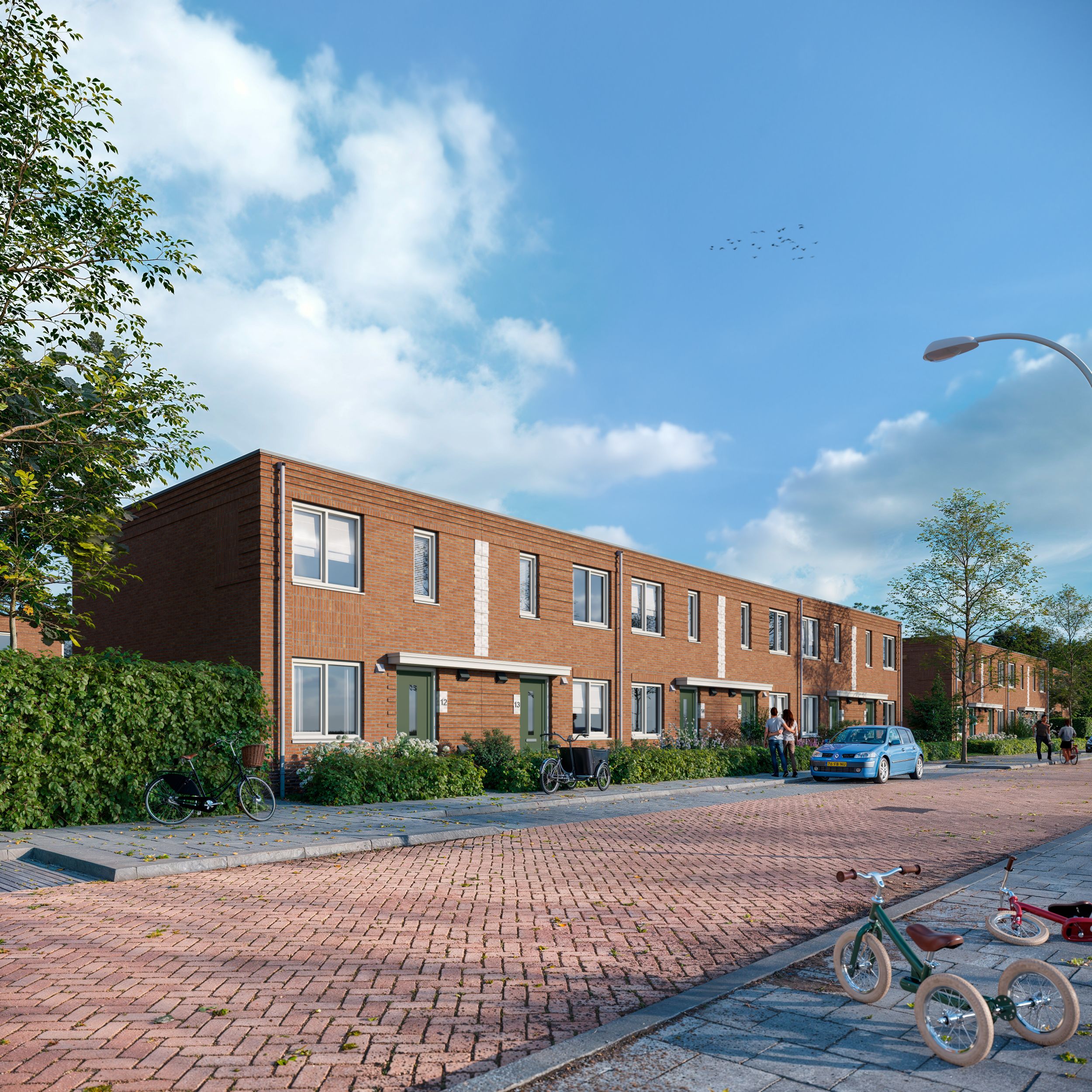 Artist Impression Sneek Valkstraat t Eilan Tweelaags plat woningen