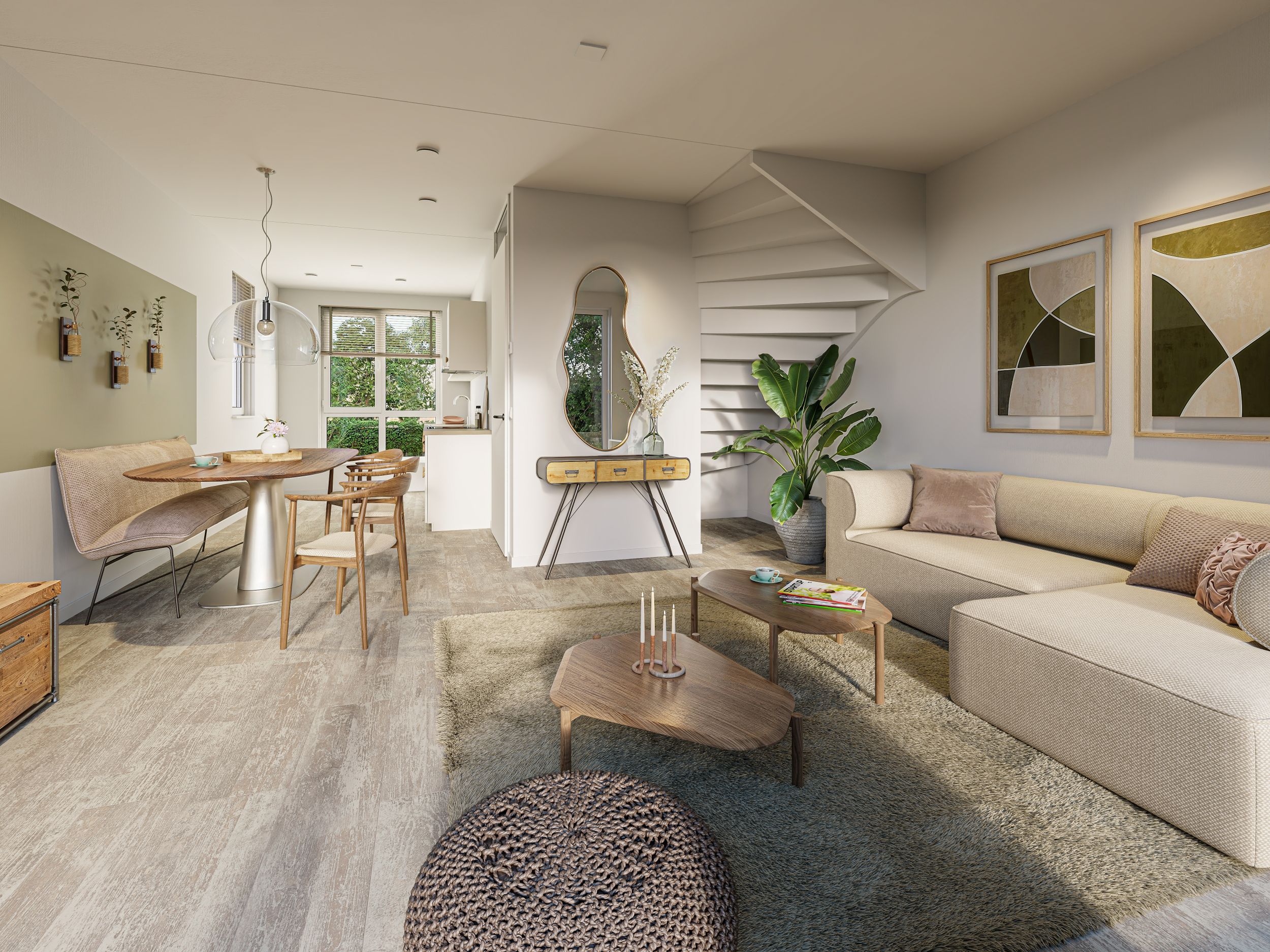 Artist Impression - Swifterbant - Luweland - Woonkamer - eenlaags met kap