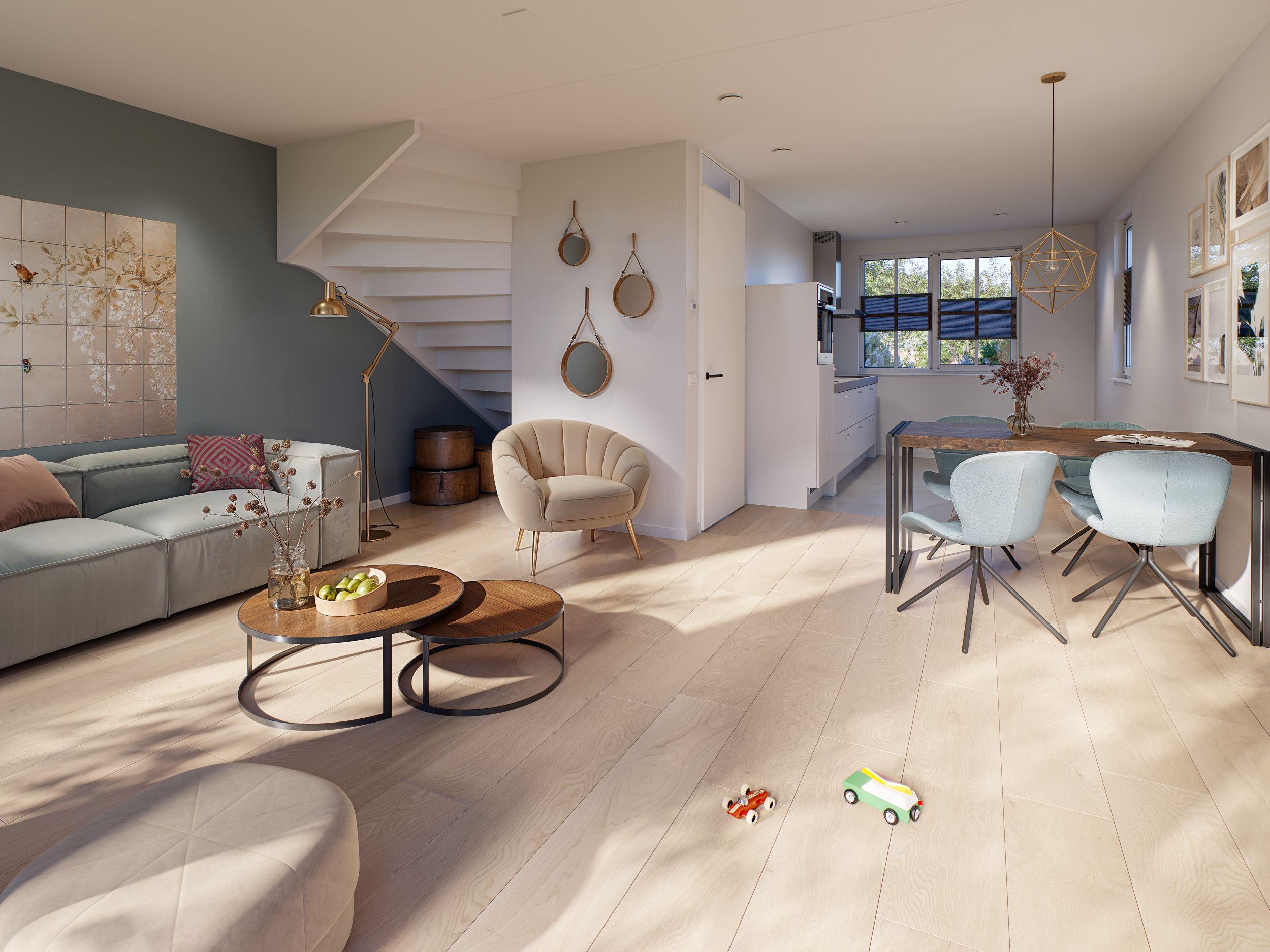 Artist Impression - Swifterbant - Luweland - woonkamer - tweelaags met kap