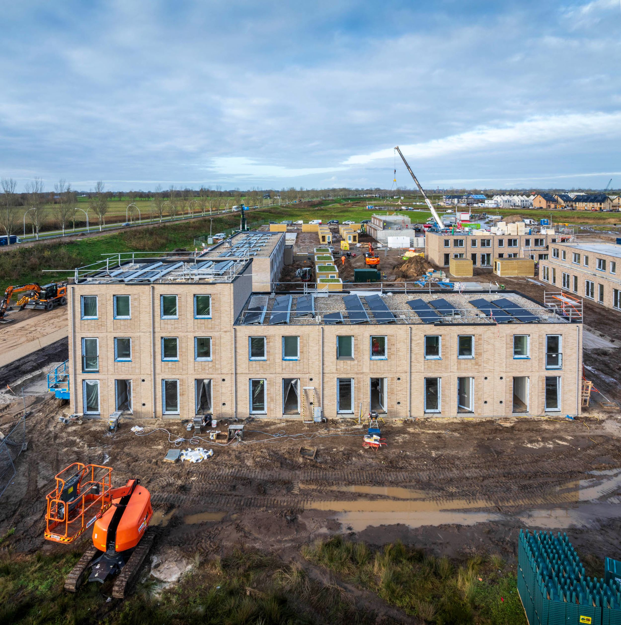 Zwolle - Dronefoto - Wijk in aanbouw - Twee en Drielaags plat