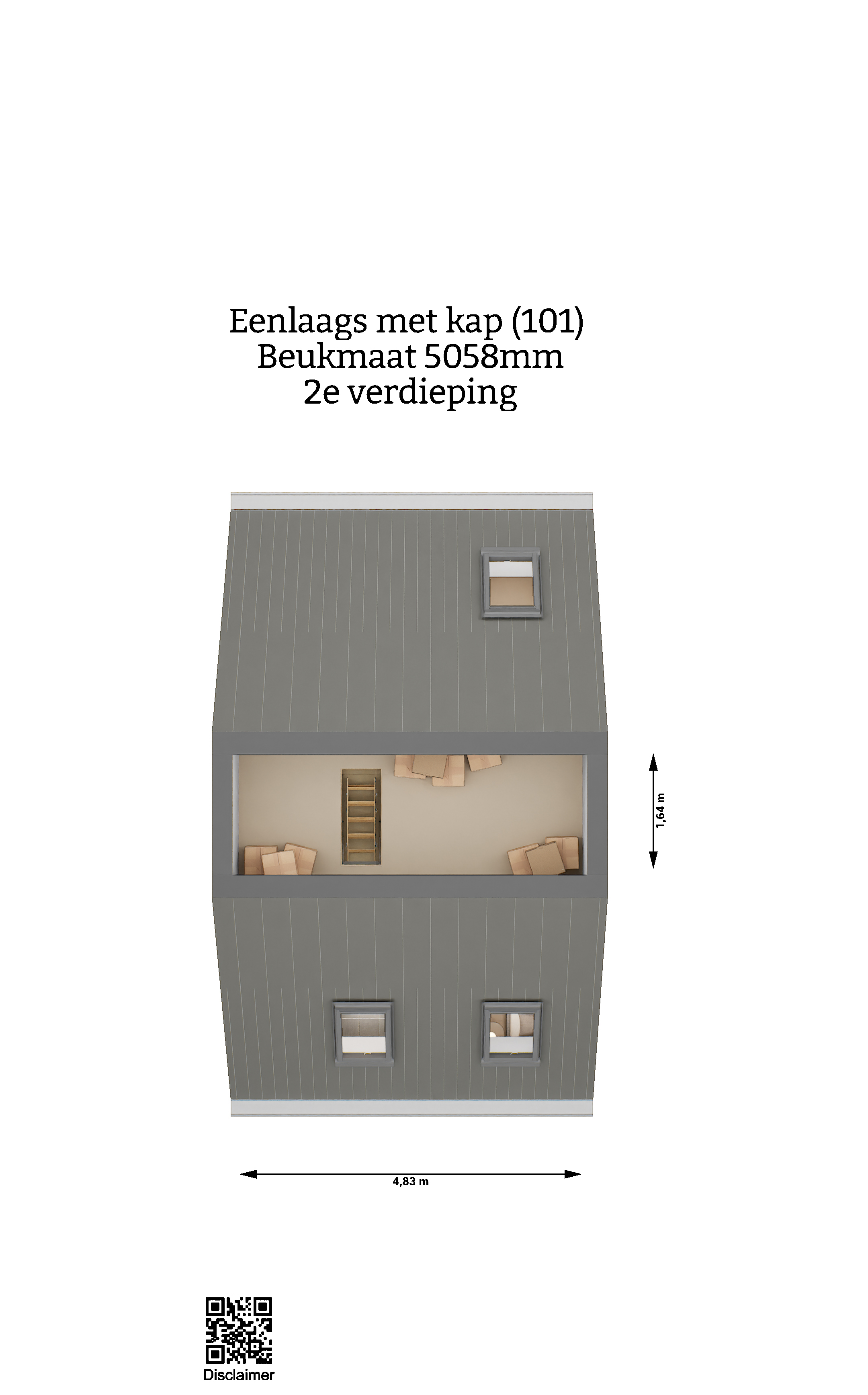 Plattegrond - Eenlaags met kap woningen - tweede verdieping - beukmaat 5058 - Keratop