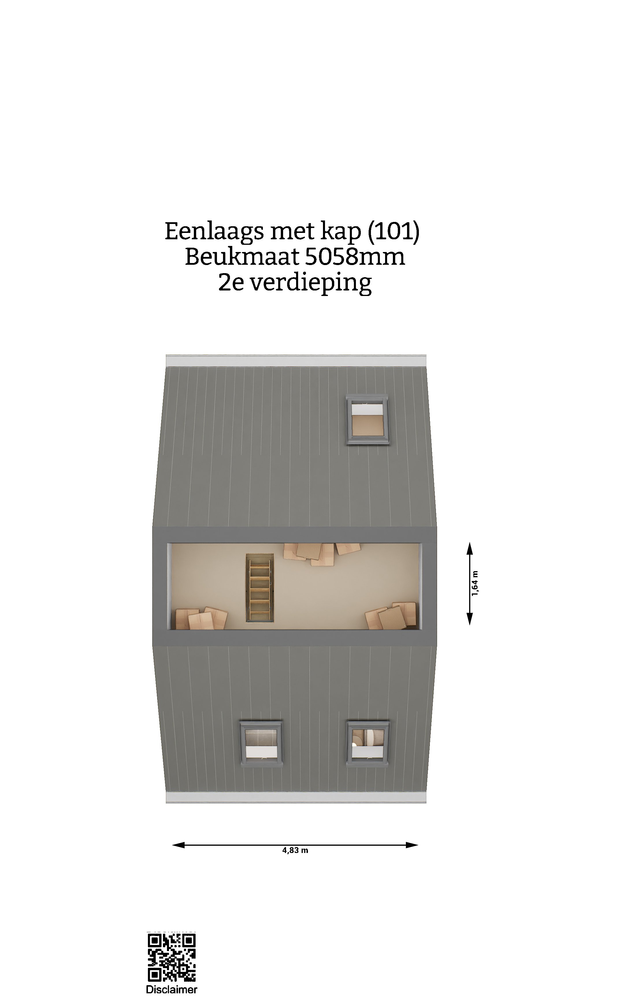 Plattegrond - Eenlaags met kap woningen - tweede verdieping - beukmaat 5058 - Keratop