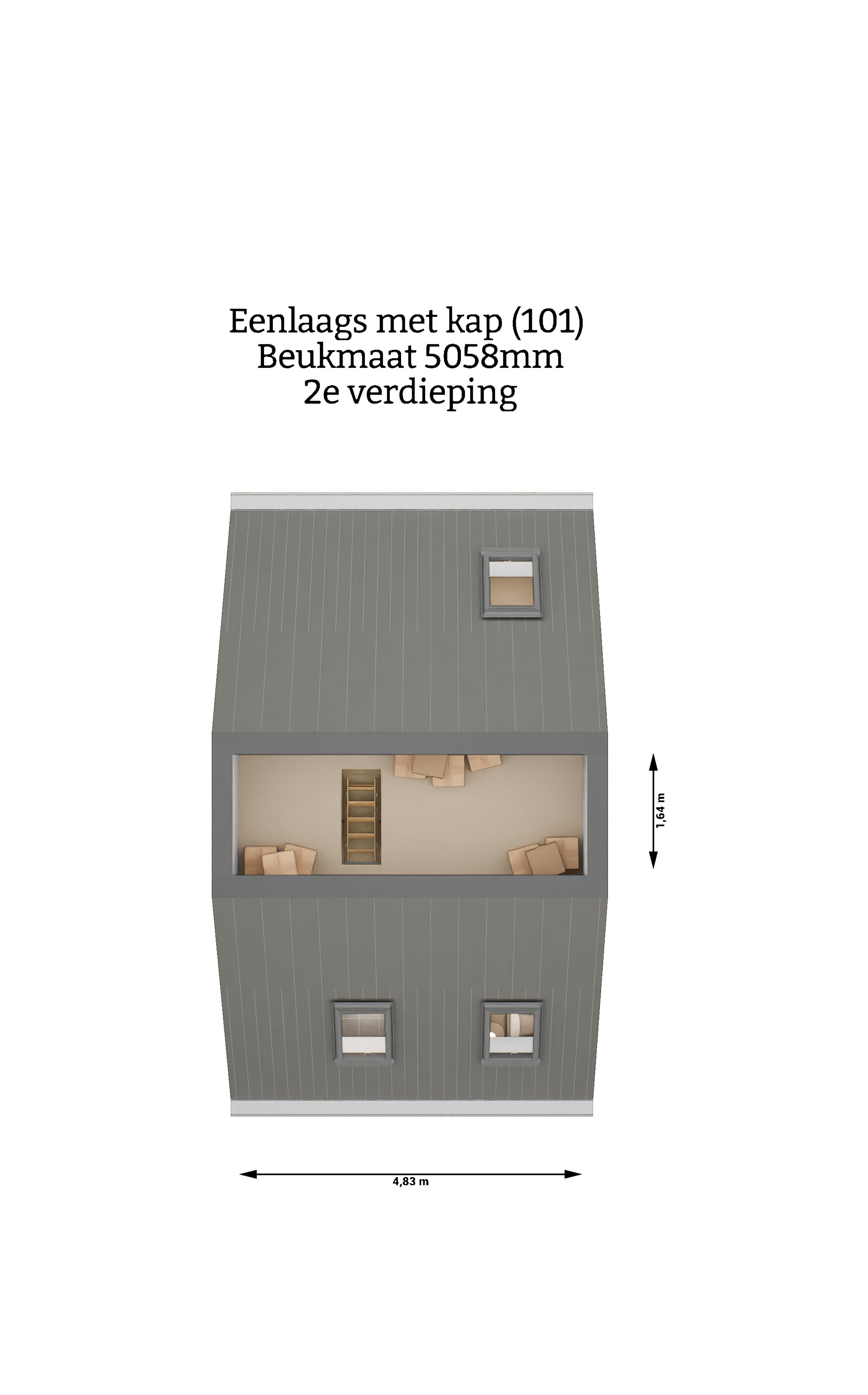 Plattegrond - Eenlaags met kap woningen - tweede verdieping - beukmaat 5058