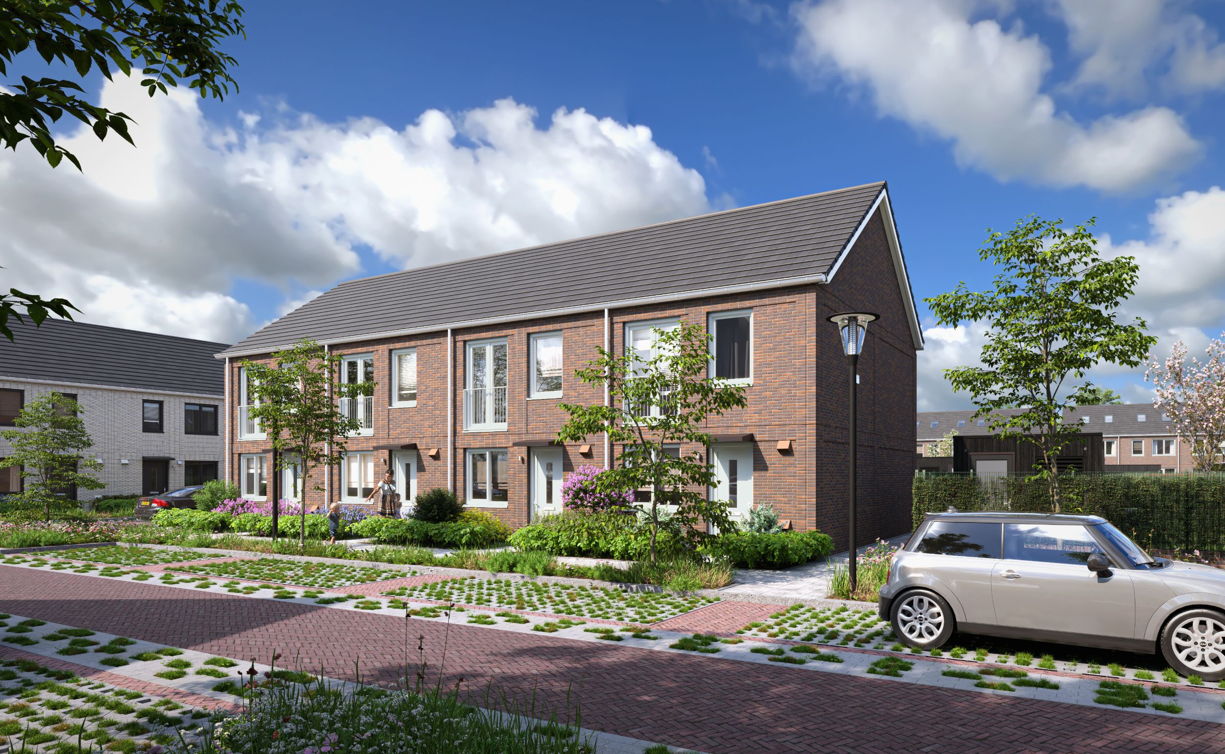 Artist Impression - Deventer Steenbrugge - Tweelaags met kap - Parkeerplaats met mini