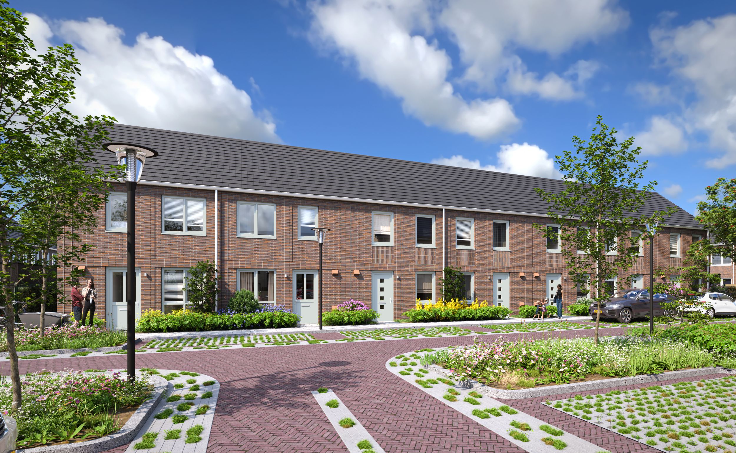 Artist Impression - Deventer Steenbrugge - Tweelaags met kap - kruispunt met groene tegels