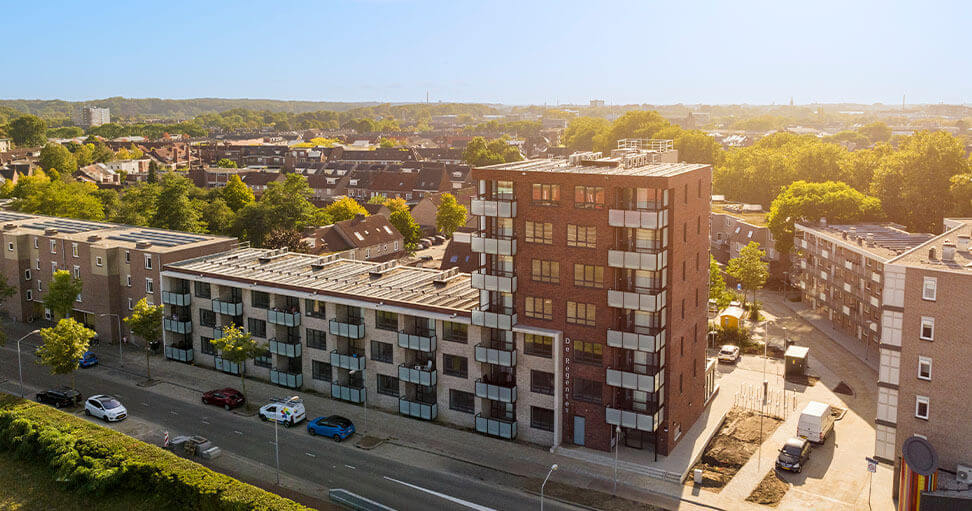 Vogelvlucht appartementencomplex De Regentes