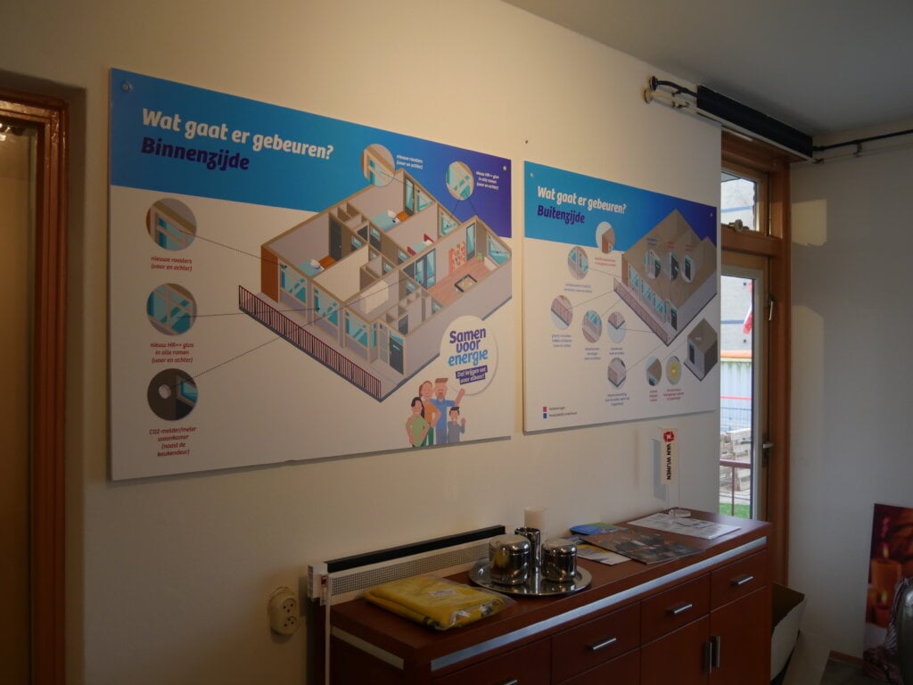 Posters met uitleg renovatie voor bewoners