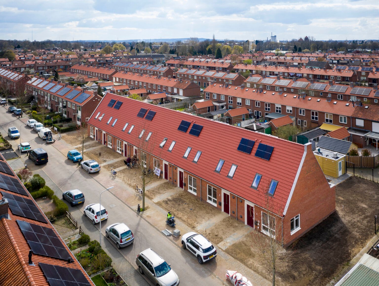 Dronefoto nieuwbouwwoningen