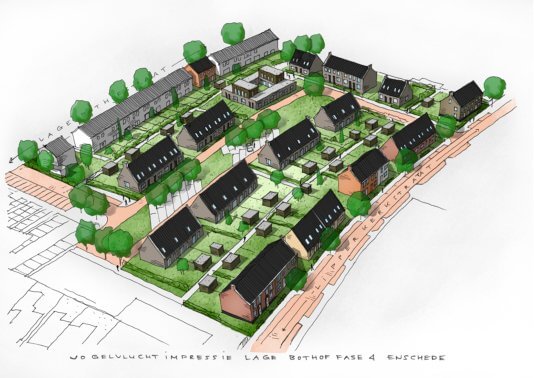 Tekening van De Lage Bothof Enschede
