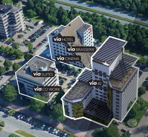Dronefoto VIA gebouwen 