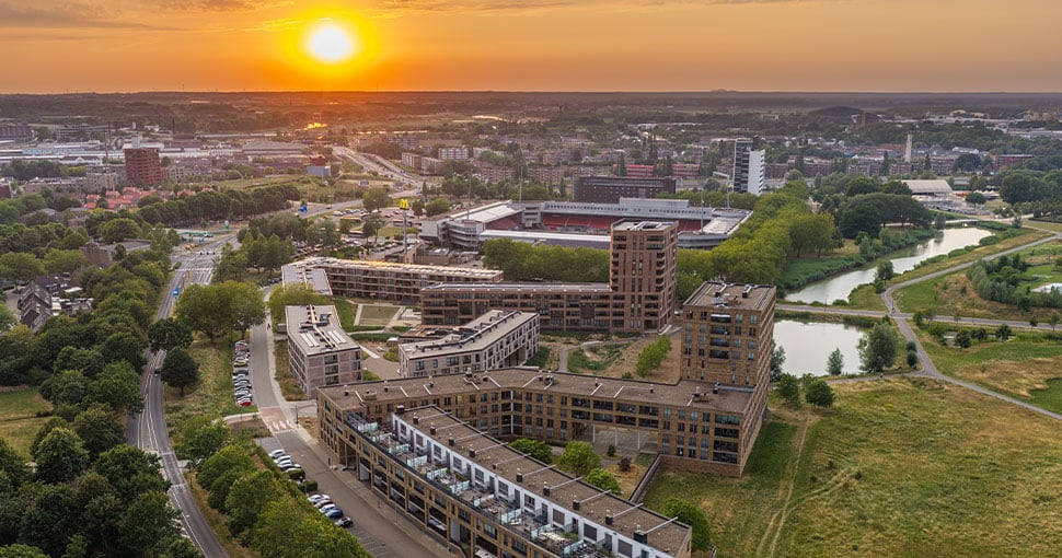 Dronefoto de Scheg Maastricht Wonen Limburg RO Groep