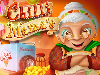 The image shows a promotional graphic for the online slot game "Chilli Mamas" available on Chumba Casino. The background features a vibrant and spicy design with colorful chili peppers and festive decorations. The title "Chilli Mamas" is prominently displayed in bold, fiery letters at the top of the image, emphasizing the theme of heat and flavor. The overall theme exudes a sense of fun and celebration, promising an exhilarating gaming experience centered around the fiery world of chili peppers.