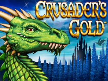 The image shows a promotional graphic for the online slot game "Crusaders Gold" available on Chumba Casino. The background features a medieval scene with a knight in shining armor holding a sword, set against a backdrop of a castle and a glowing treasure chest. The title "Crusaders Gold" is prominently displayed in bold, golden letters at the top of the image. The overall theme conveys a sense of adventure and treasure hunting in a historical setting.